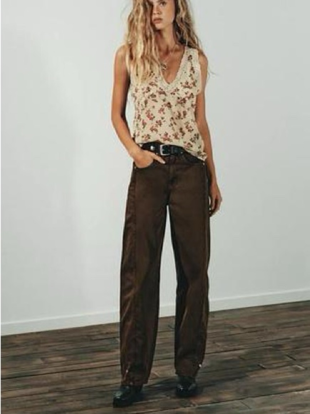 Zara XL Floral Lace-Trim V-Neck Camisole NWT - Picture 4 of 14